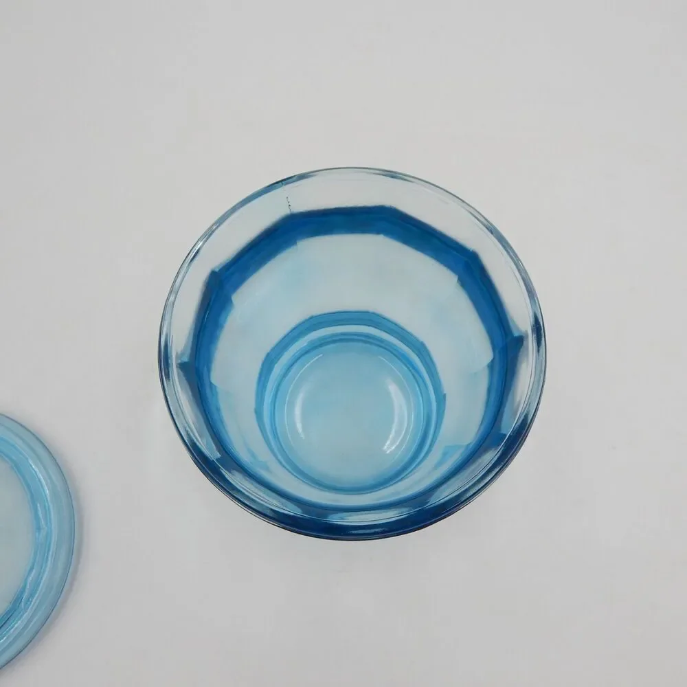 Indiana Glass Azure Blue Paneled Candy Cookie Jar Apothecary Canister w/Lid 9 In